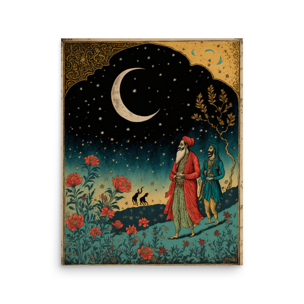 Poster - Guru Nanak Ji and Bhai Mardana traveling at night
