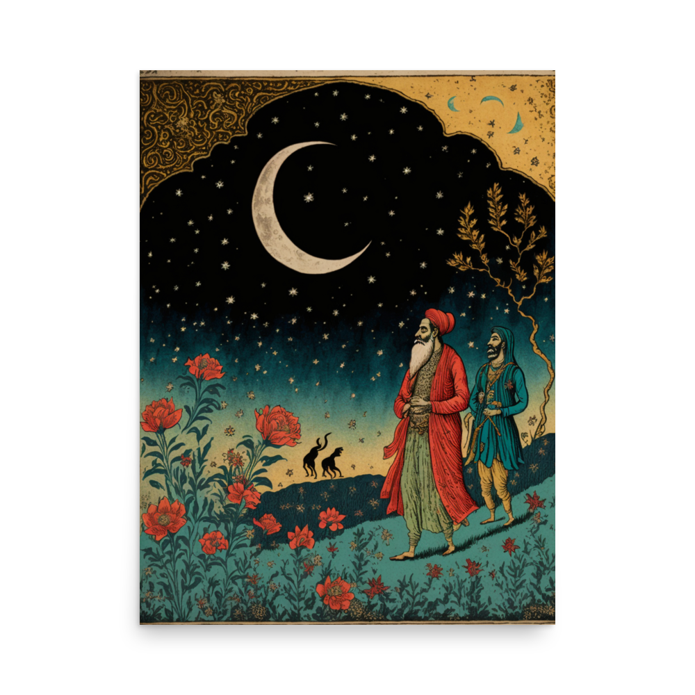 Poster - Guru Nanak Ji and Bhai Mardana traveling at night