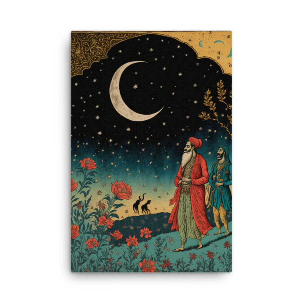 Canvas - Guru Nanak Ji and Bhai Mardana traveling at night